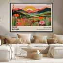 Framed Yayoi Kusama Print, Vibrant Floral Mountain Art