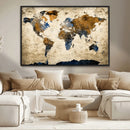 World Map Wall Art – Antique Style Blue and Brown Map Canvas by MyGreatCanvas | Canvas Wall Art Prints | Photo Prints & Wall Decor