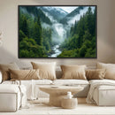 Mountain Forest River Canvas Wall Art Print - Serene Nature