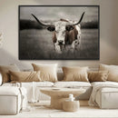 Texas Longhorn Cow Canvas Wall Art Print - Large Rustic