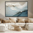 Waves Abstract Wall Art Print, Modern Framed Abstract Canvas