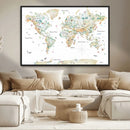 Animal World Map for Kids Room Decor