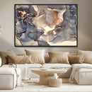 Abstract Blue and Gold Wall Art - Fluid Ink Artwork - Modern