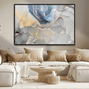 Large Abstract Blue and Gold Canvas Wall Art | Fluid Ink