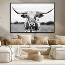 Highland Cow Wall Art Canvas Print – Black and White Western