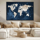 Vintage World Map Canvas Wall Art - Framed Map Print for