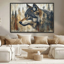 Rustic Wolf Wall Art Canvas Print – Vintage Woodland