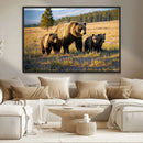 Grizzly Bear Family Wall Art Canvas Print – Majestic