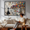 Banksy Butterfly Girl Wall Art – Modern Graffiti Canvas
