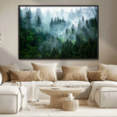 Misty Forest Wall Art Canvas Print – Framed Foggy Mountain