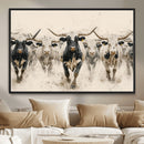 Texas Longhorn Wall Art – Framed Cattle Walking Canvas by MyGreatCanvas | Canvas Wall Art Prints | Photo Prints & Wall Decor