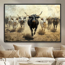 Texas Longhorn Wall Art – Framed Charging Cattle Canvas by MyGreatCanvas | Canvas Wall Art Prints | Photo Prints & Wall Decor