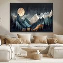 Moonlit Mountain Wall Art Canvas Print – Silhouetted Pines