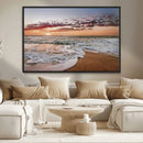 Ocean Sunset Wall Art Canvas Print – Framed Sandy Shore