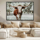 Texas Longhorn Wall Art Canvas Print – Framed Spotted Bull