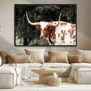 Texas Longhorn Wall Art Canvas Print – Framed Spotted Bull