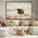 Texas Longhorn Wall Art Canvas Print – Framed Brown Horned