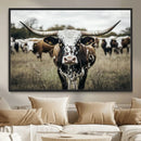 Texas Longhorn Wall Art – Framed Speckled Cow Canvas by MyGreatCanvas | Canvas Wall Art Prints | Photo Prints & Wall Decor