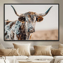 Texas Longhorn Wall Art – Framed Speckled Cow Canvas by MyGreatCanvas | Canvas Wall Art Prints | Photo Prints & Wall Decor