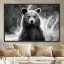 Grizzly Bear Wall Art Canvas Print – Framed Black White