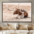 Texas Longhorn Wall Art Canvas Print – Framed Resting Bull by MyGreatCanvas | Canvas Wall Art Prints | Photo Prints & Wall Decor