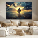 Jesus Walks Wall Art Canvas Print Framed Divine Sunset Art
