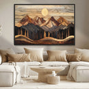 Wood Mountain Wall Art Canvas Print – Framed Boho Abstract