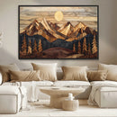 Wood Mountain Landscape Wall Art Canvas Print – Framed