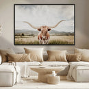 Texas Longhorn Wall Art Canvas Print – Framed Western Cow