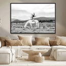 White Horse Wall Art Canvas Print – Framed Woman Rider