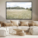 Charming Daisy Field Wall Art Canvas Print – Framed Pastel