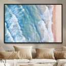 Aerial Ocean View Wall Art Canvas Print – Framed Soft Blue