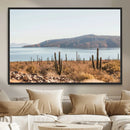 Desert Lake Wall Art – Framed Cactus Mountain Canvas by MyGreatCanvas | Canvas Wall Art Prints | Photo Prints & Wall Decor