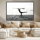 Yoga Surf Wall Art Canvas Print – Framed Black White Shore by MyGreatCanvas | Canvas Wall Art Prints | Photo Prints & Wall Decor
