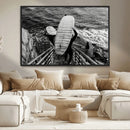 Black and White Surfing Wall Art Canvas Print – Framed by MyGreatCanvas | Canvas Wall Art Prints | Photo Prints & Wall Decor