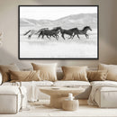 Wild Horses Running Wall Art Canvas Print, Framed Black by MyGreatCanvas | Canvas Wall Art Prints | Photo Prints & Wall Decor