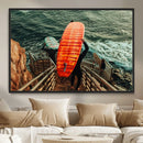 Surfer Stairway Wall Art – Framed Ocean Surf Canvas Artwork, by MyGreatCanvas | Canvas Wall Art Prints | Photo Prints & Wall Decor