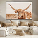 Longhorn Bull Wall Art Canvas Print – Framed Western Cow