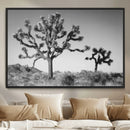 Joshua Tree Wall Art Canvas Print – Framed Monochrome Desert