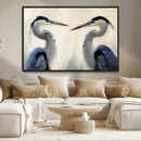 Blue Heron Pair Wall Art Canvas Print – Framed Coastal Bird