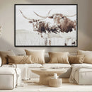 Longhorn Wall Art Canvas Print – Framed Western Cow Rustic