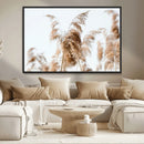 Pampas Grass Wall Art Canvas Print – Framed Neutral Tones