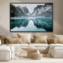 Mountain Lake Wall Art Canvas Print – Framed Toblacher See