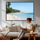 Palm Tree Coast Wall Art Canvas Print – Framed Island Getaway with Crystal Blue Water Scenic Artwork for Home, Office by MyGreatCanvas | Canvas Wall Art Prints | Photo Prints & Wall Decor