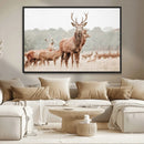 Rustic Nature Wall Art Canvas Print – Stag Woodland Framed