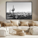 Saguaro Cactus Wall Art Canvas Print – Framed Monochrome