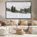 Frosty Pines Wall Art Canvas Print – Framed Silent Snowfall