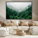 Misty Green Forest Canvas Print – Framed Serene Foggy Pine by MyGreatCanvas | Canvas Wall Art Prints | Photo Prints & Wall Decor