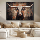 Rustic Longhorn Bull Wall Art Canvas Print – Vintage Western by MyGreatCanvas | Canvas Wall Art Prints | Photo Prints & Wall Decor