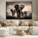 Elephant Family Wall Art Canvas Print, Framed Elephant Wall